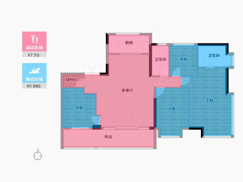 浙江省-宁波市-万科·观澜映象-117.00-户型库-动静分区