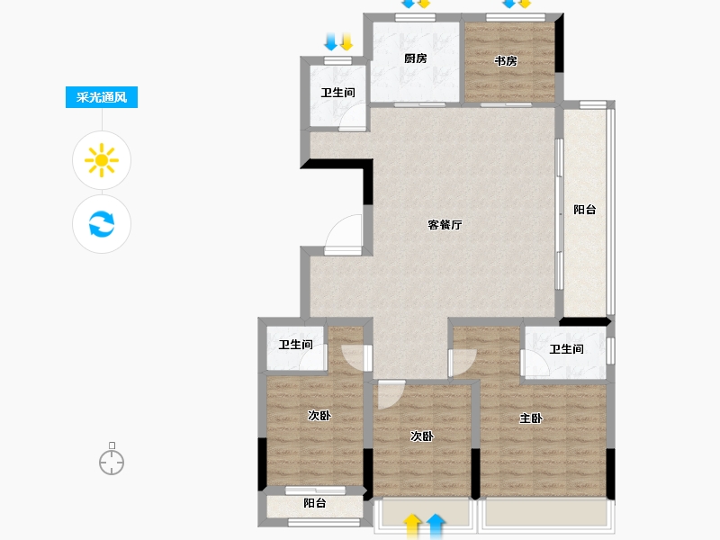 浙江省-杭州市-地铁越秀·星漫云渚-111.38-户型库-采光通风