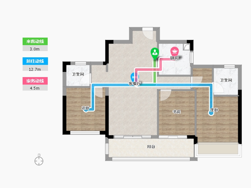 浙江省-台州市-方远建发·缦云-79.58-户型库-动静线