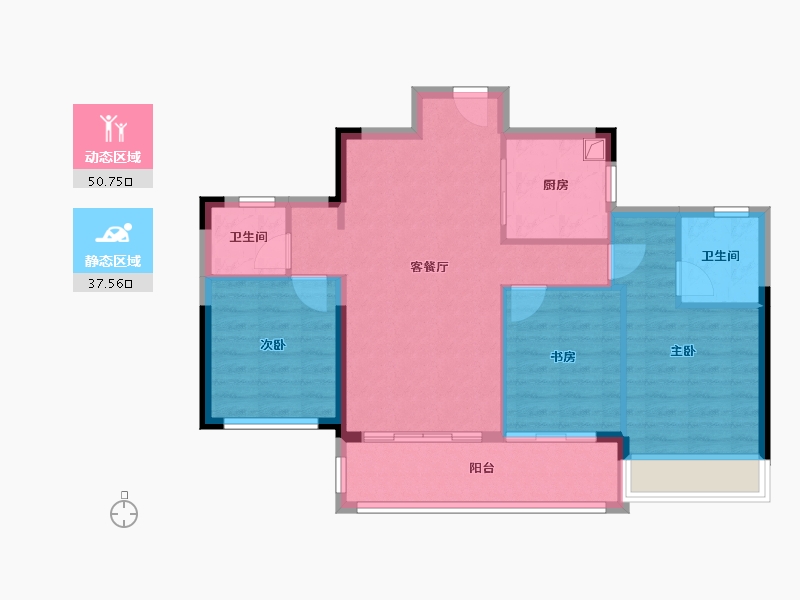 浙江省-台州市-方远建发·缦云-79.58-户型库-动静分区