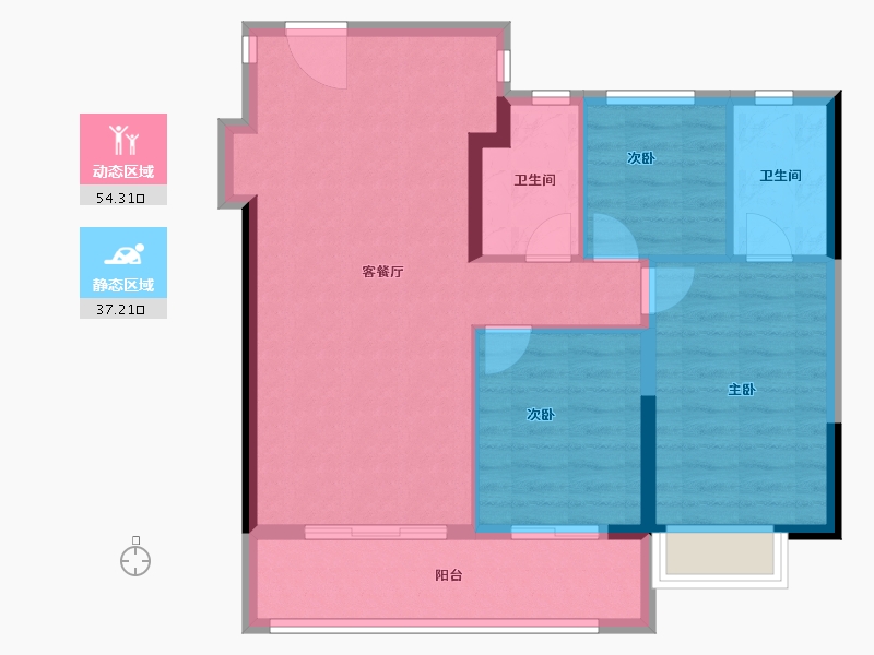 浙江省-宁波市-万科·璞拾江峯-82.88-户型库-动静分区