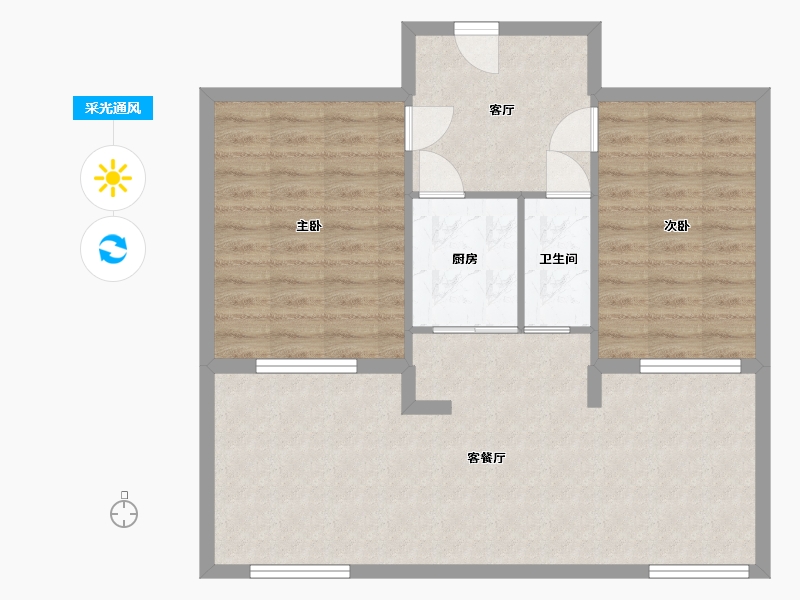 河北省-石家庄市-石炼第二生活区-68.00-户型库-采光通风