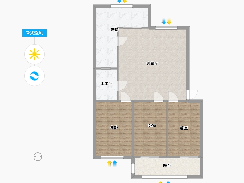 河南省-郑州市-丰产路47号院-120.00-户型库-采光通风