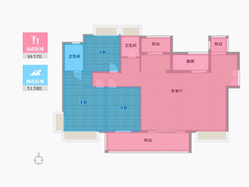 四川省-成都市-万达华庭-144.00-户型库-动静分区