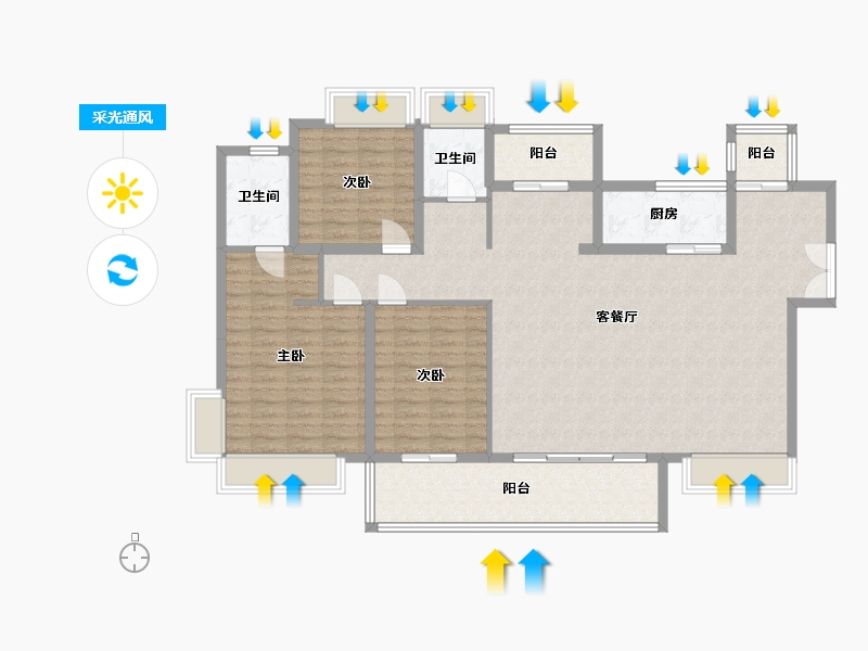 四川省-成都市-万达华庭-144.00-户型库-采光通风