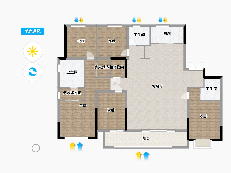 浙江省-宁波市-汀澜鸣翠府-180.80-户型库-采光通风