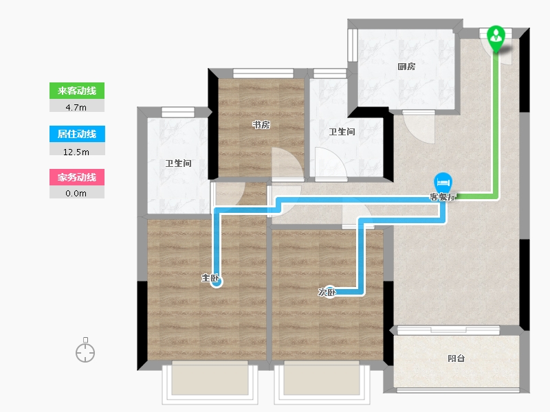 浙江省-台州市-经开蓝城·江上云起-63.44-户型库-动静线