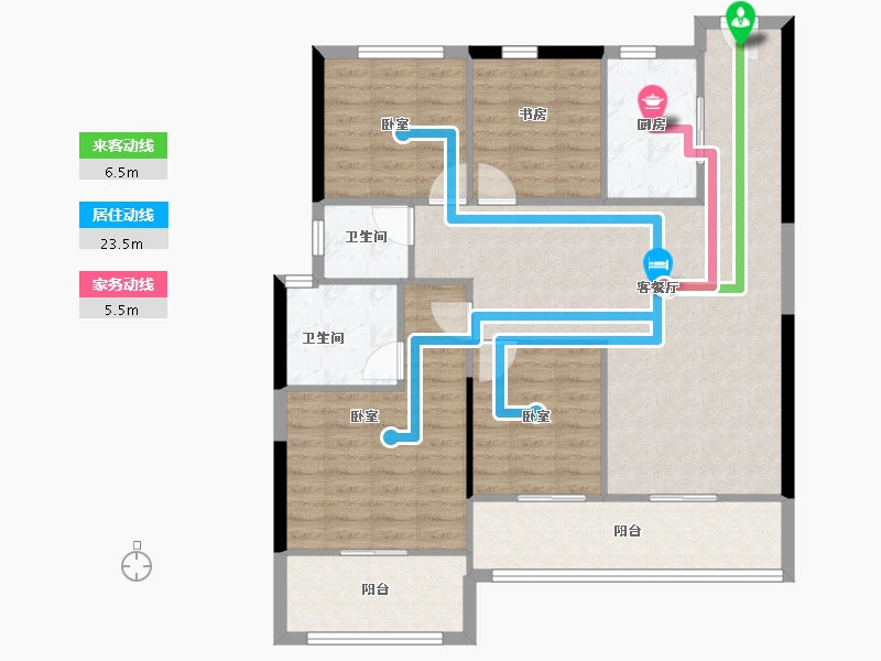 陕西省-西安市-泰发祥和悦雅境-105.77-户型库-动静线