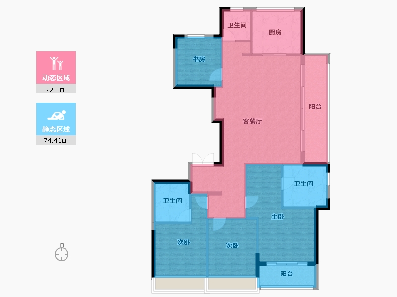 浙江省-金华市-蓝城天玥-133.99-户型库-动静分区