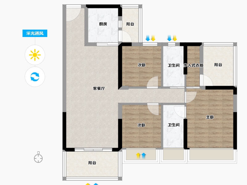 广东省-惠州市-碧桂园滨江府-94.98-户型库-采光通风