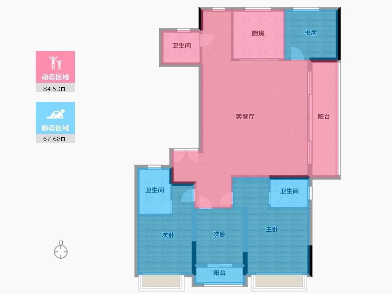 浙江省-杭州市-万科河颂映象府-138.60-户型库-动静分区