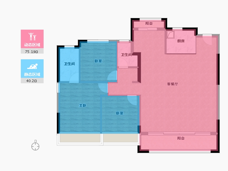 陕西省-西安市-华润置地港悦城嘉悦-105.25-户型库-动静分区