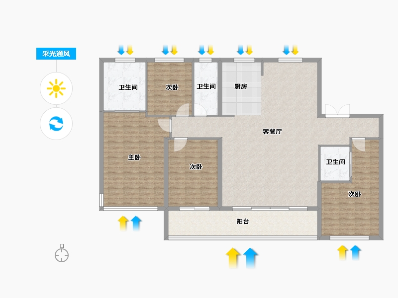 浙江省-宁波市-龙湖·云河颂-160.00-户型库-采光通风