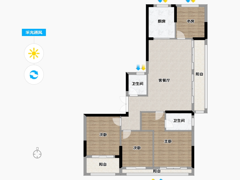 浙江省-温州市-水头·江南壹号院-112.81-户型库-采光通风