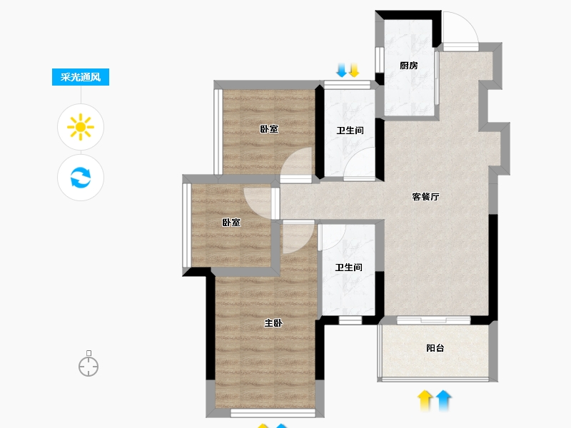 广西壮族自治区-南宁市-保利宸上印-62.48-户型库-采光通风