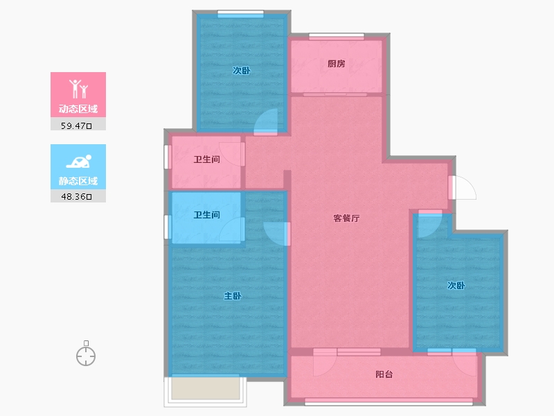 河北省-石家庄市-西简良-105.00-户型库-动静分区