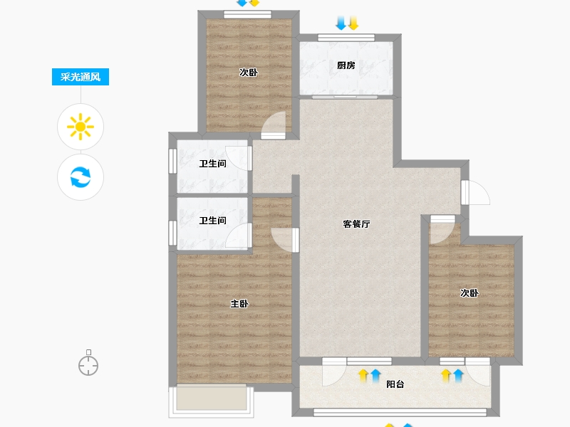 河北省-石家庄市-西简良-105.00-户型库-采光通风