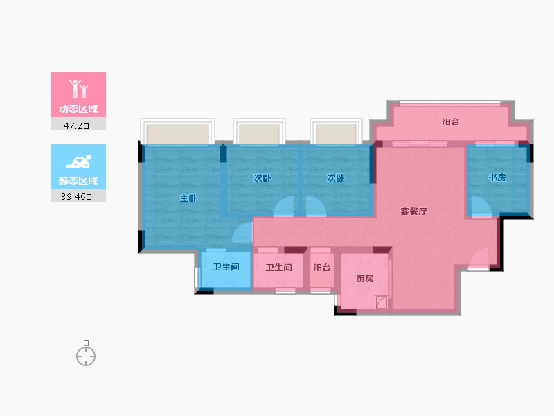 重庆-重庆市-中航昕辉璟辰-81.90-户型库-动静分区