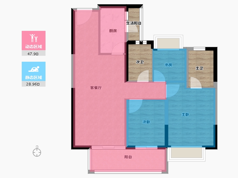 云南省-昆明市-富康城·紫悦府-80.00-户型库-动静分区