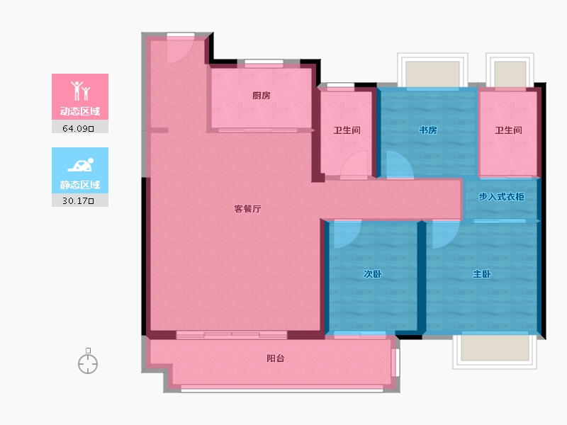 湖北省-武汉市-伟鹏硅谷小镇—期-84.71-户型库-动静分区