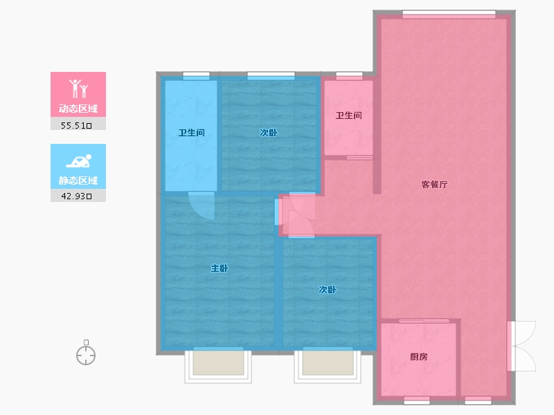 甘肃省-兰州市-瑞德名城-88.87-户型库-动静分区