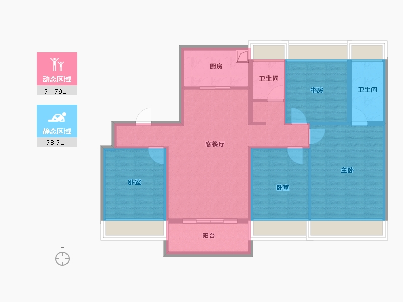 上海-上海市-浦发东望-101.44-户型库-动静分区