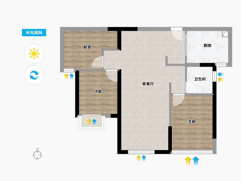 福建省-厦门市-象屿西溪云境-66.40-户型库-采光通风