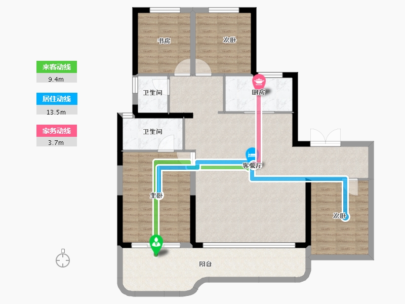 陕西省-西安市-润玺臺·观月-117.46-户型库-动静线