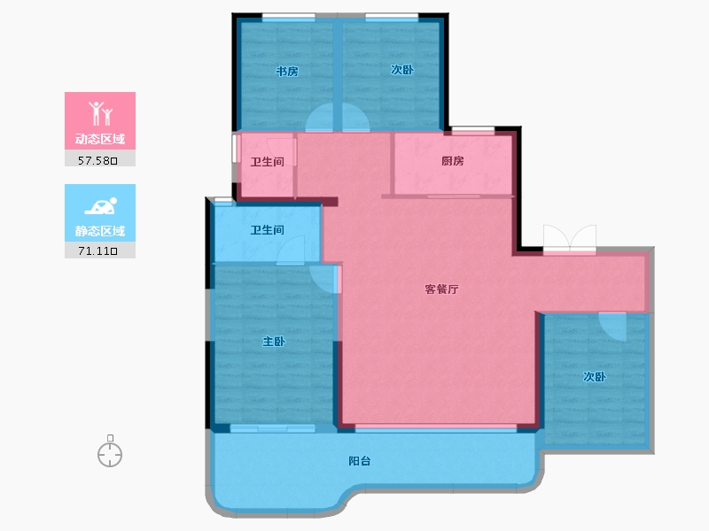 陕西省-西安市-润玺臺·观月-117.46-户型库-动静分区