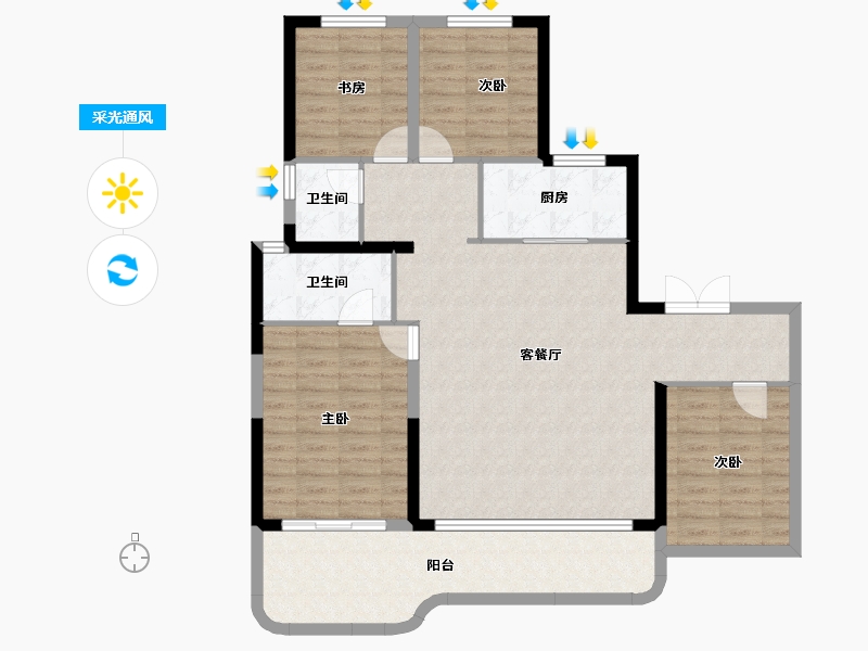 陕西省-西安市-润玺臺·观月-117.46-户型库-采光通风