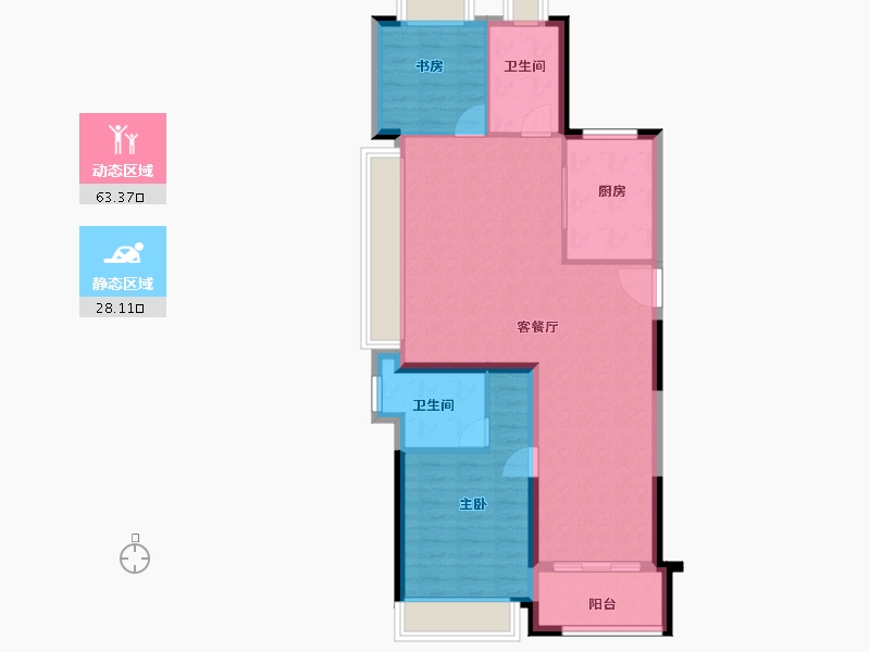 上海-上海市-盛青云锦-82.64-户型库-动静分区