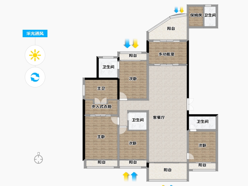 广东省-广州市-星河湾·半岛五號-211.98-户型库-采光通风