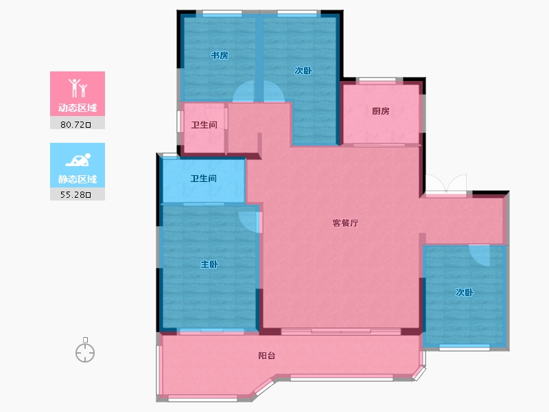 陕西省-西安市-润玺臺·观月-123.98-户型库-动静分区