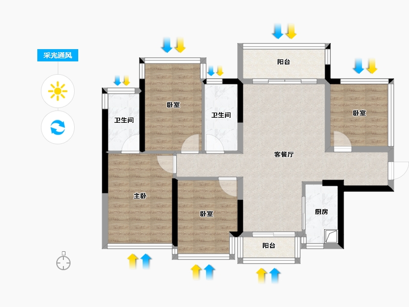 广西壮族自治区-南宁市-轨道云启-85.86-户型库-采光通风