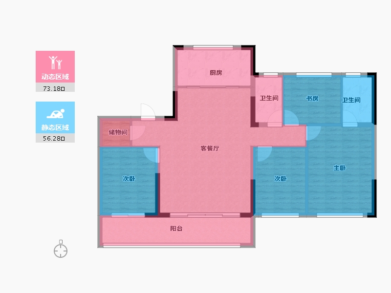 浙江省-宁波市-中海·玖樾-118.00-户型库-动静分区