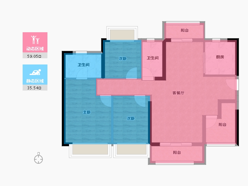 广东省-珠海市-华发水岸新城·水岸华府-84.16-户型库-动静分区