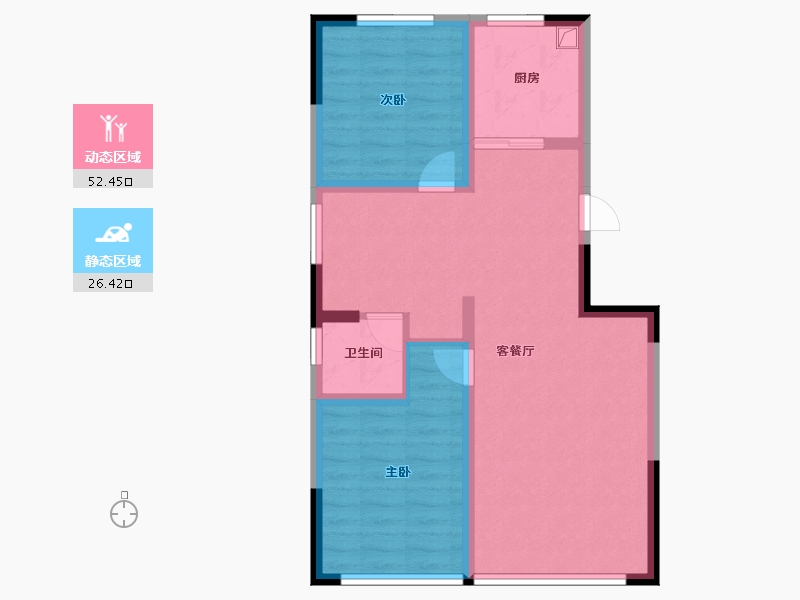 陕西省-榆林市-北辰名居-70.38-户型库-动静分区