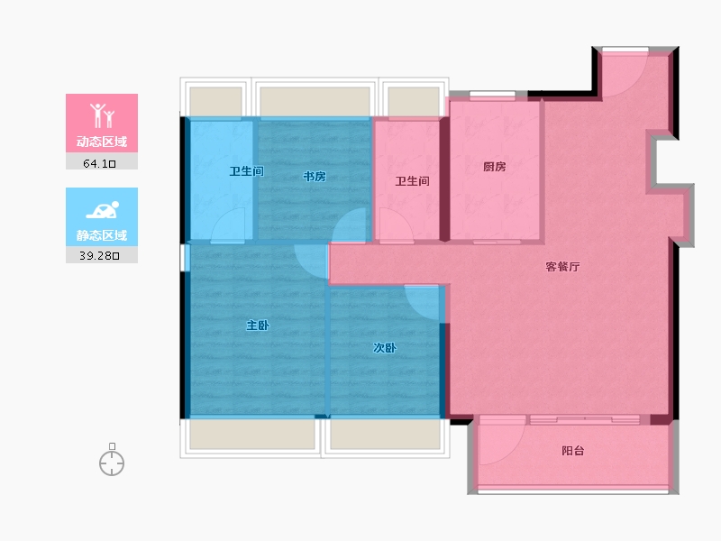 上海-上海市-中铁建万科朗拾花语-94.00-户型库-动静分区