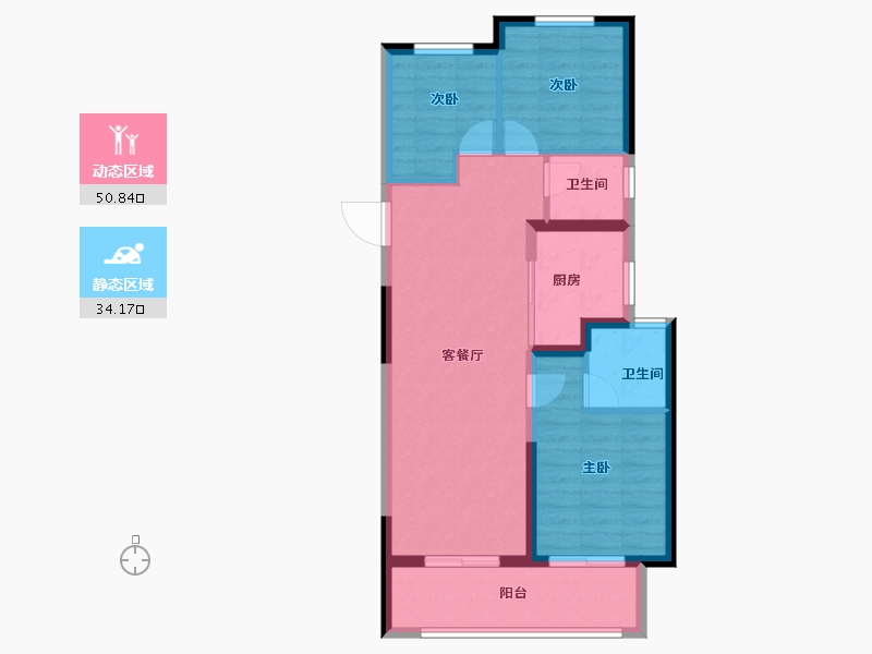 河南省-郑州市-郑轨云麓-76.27-户型库-动静分区