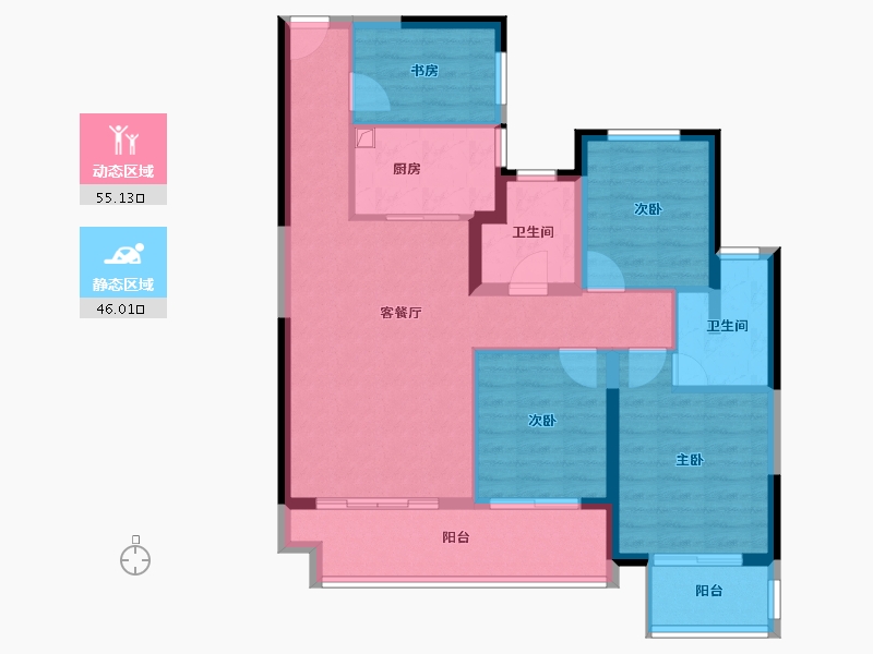 陕西省-西安市-泰发祥和悦雅境-89.92-户型库-动静分区