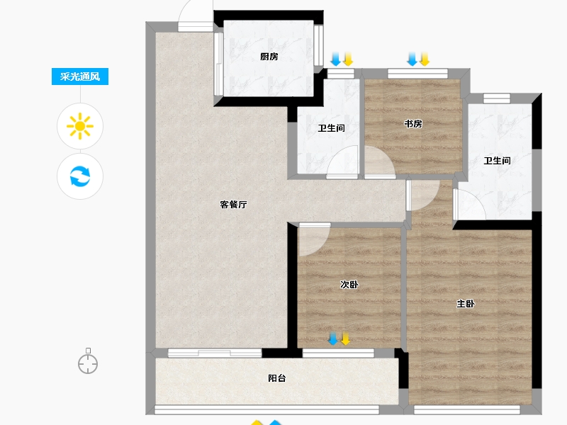 浙江省-杭州市-中天珺楠府-79.10-户型库-采光通风