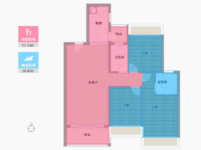 广东省-佛山市-广佛新世界花园洋房-81.44-户型库-动静分区