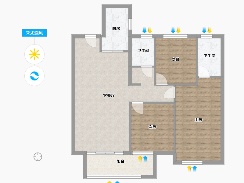 湖北省-武汉市-御璟上城-87.07-户型库-采光通风