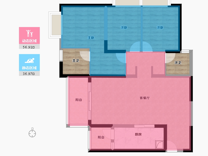 云南省-昆明市-佳兆业城市广场-90.44-户型库-动静分区