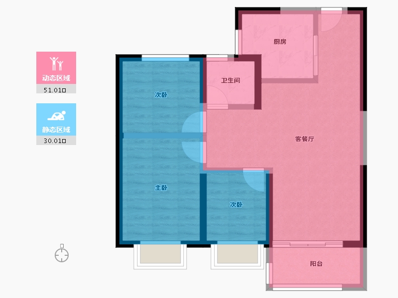 云南省-昆明市-俊发星辰俊园-72.00-户型库-动静分区