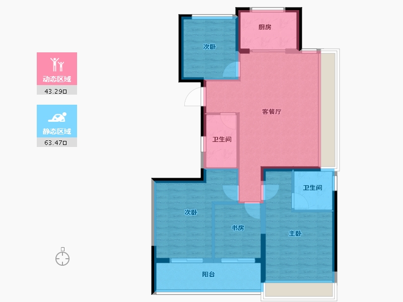 浙江省-杭州市-兴耀月琉璃-95.99-户型库-动静分区