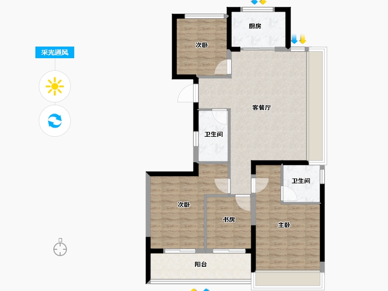 浙江省-杭州市-兴耀月琉璃-95.99-户型库-采光通风