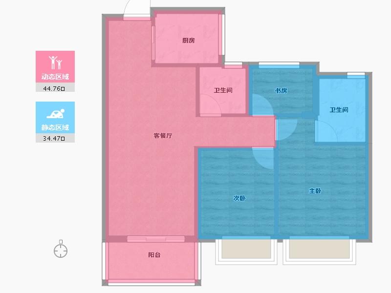 浙江省-绍兴市-水韵蓝湾-71.00-户型库-动静分区