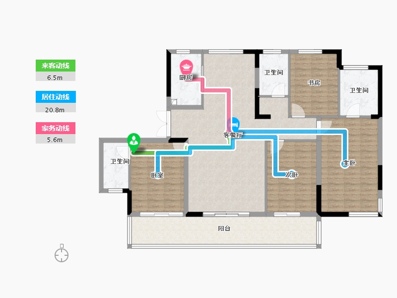 浙江省-嘉兴市-城投鸿翔天樾府-135.20-户型库-动静线