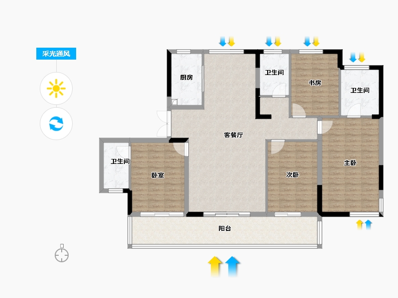 浙江省-嘉兴市-城投鸿翔天樾府-135.20-户型库-采光通风